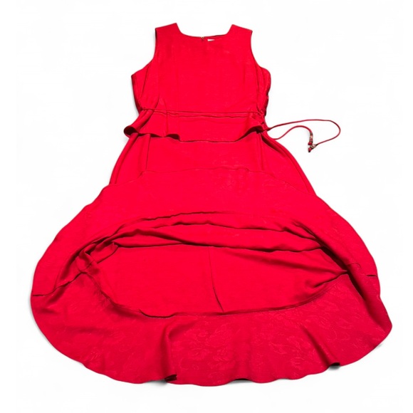 Sheri Martin Vibrant Red Midi Dress with floral pastels - Picture 5 of 6